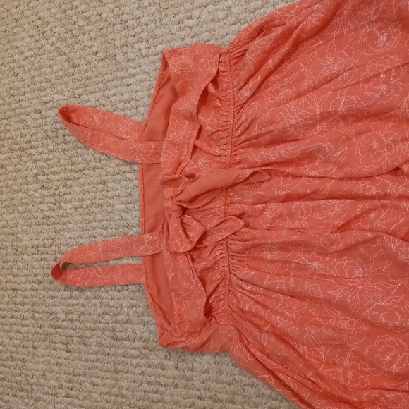 Floral Baby Printed Pink Linen Dress Flowy Midi Picnic with pockets Preppy Boho - Picture 10 of 10